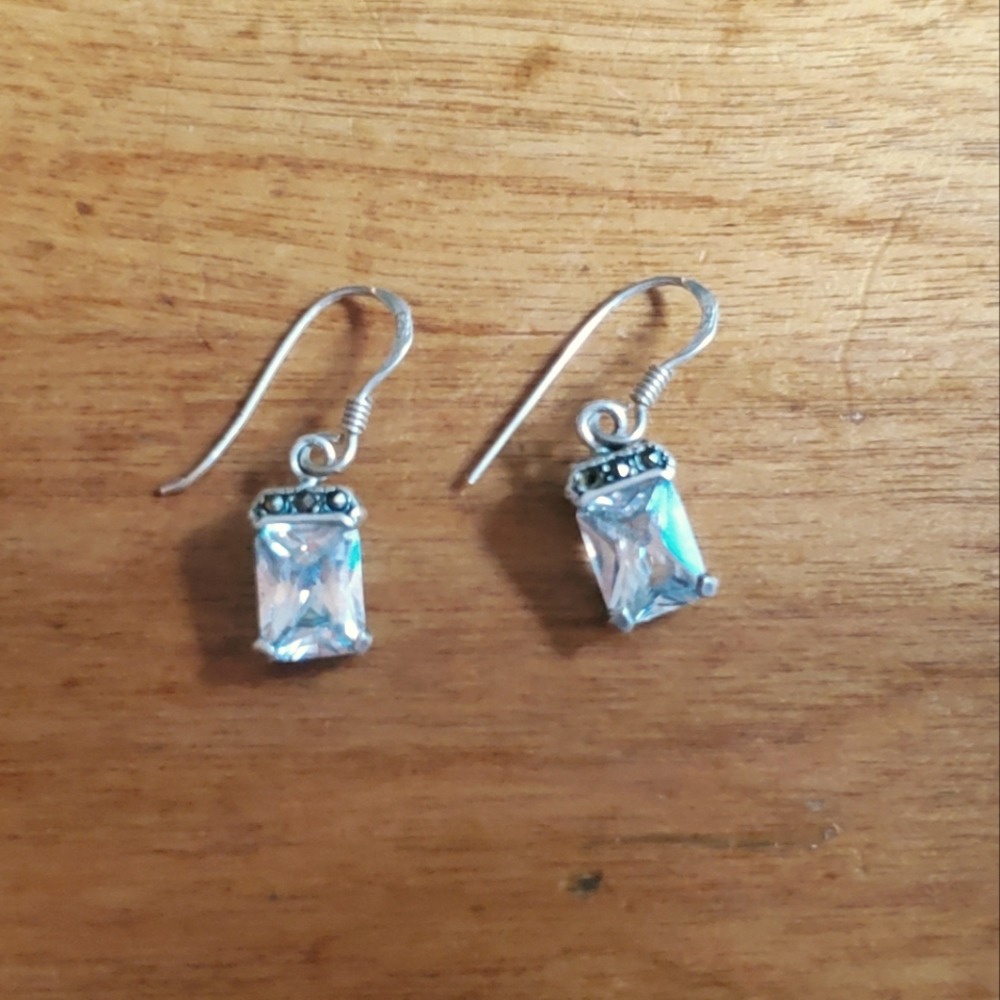 Sterling silver and cubic zirconia drop earrings